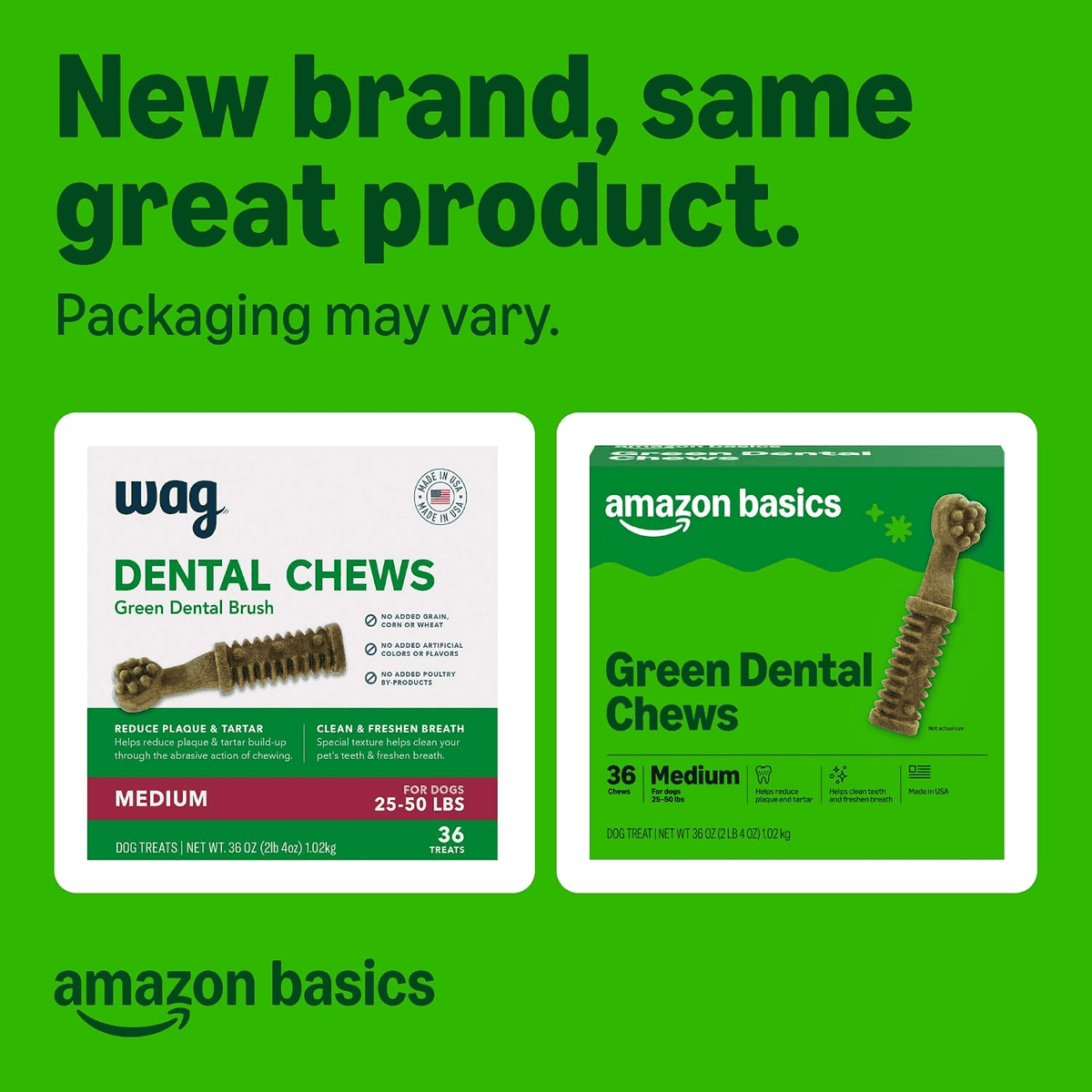 Amazon Basics Dental Dog Treats for Medium Dogs, 36 Count image 2