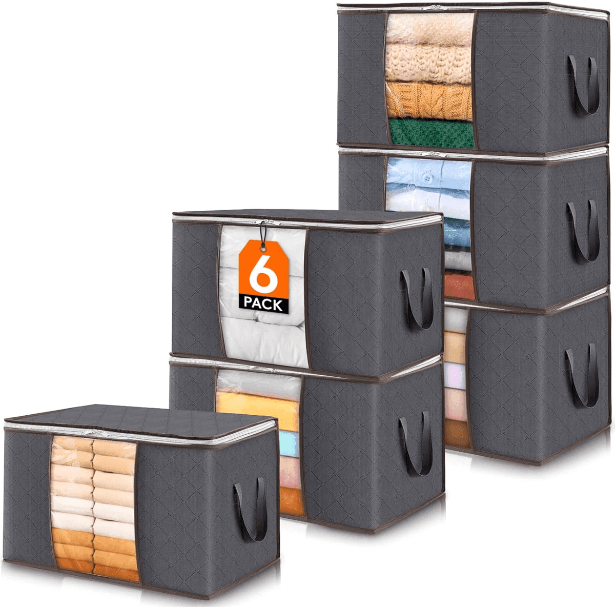 Lifewit 60L Clothes Storage Bags, 6 Pack