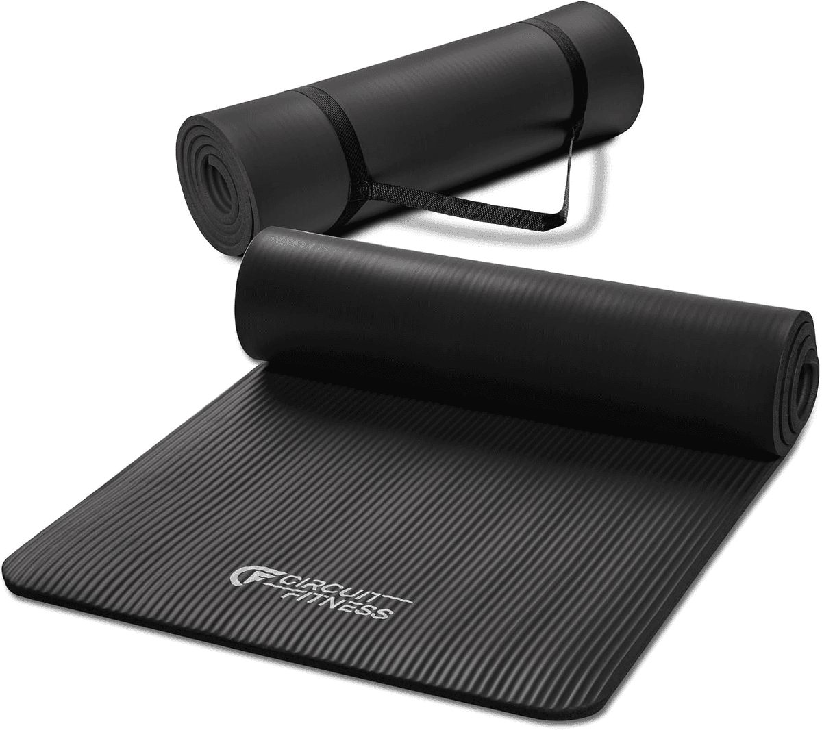 Marcy 1/2-inch Extra-Thick Exercise Yoga Mat with Strap (Black)