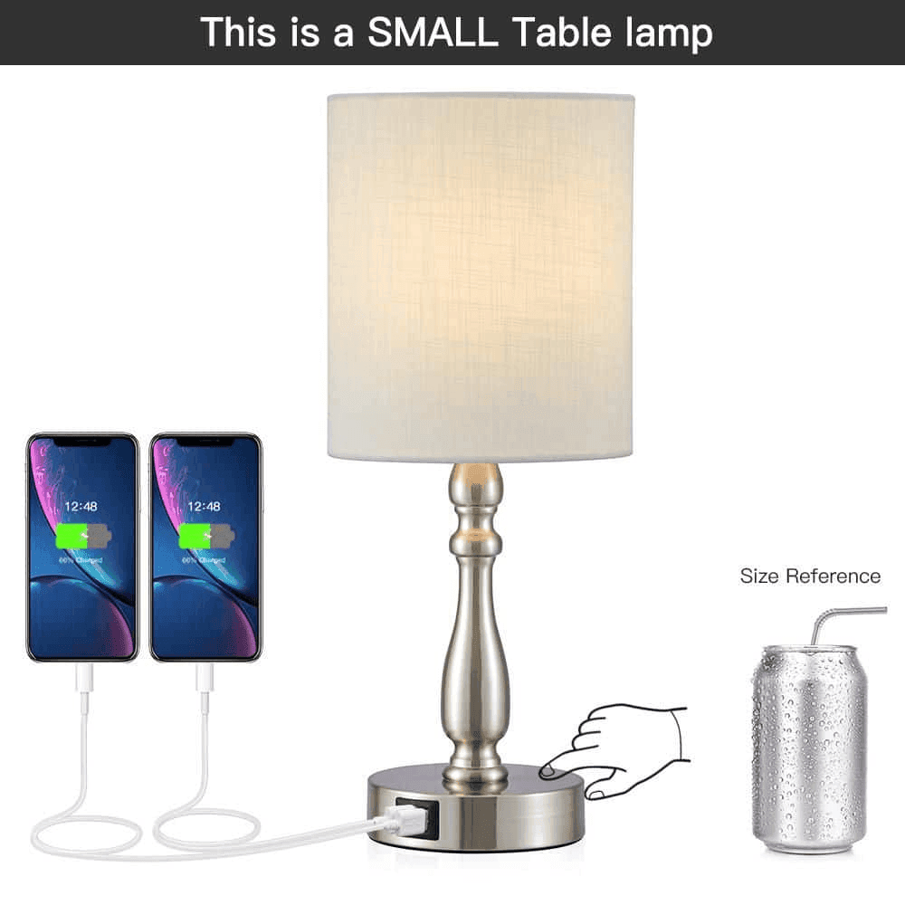 TRUE FINE 16.5-Inch Touch Table Lamp with USB-C (Brushed Steel) image 4