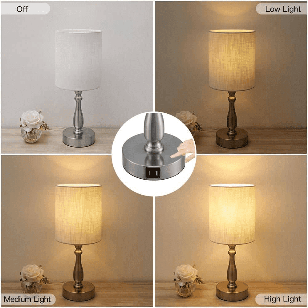TRUE FINE 16.5-Inch Touch Table Lamp with USB-C (Brushed Steel) image 5