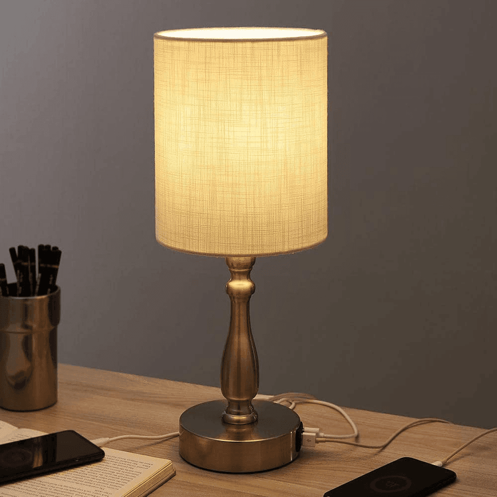 TRUE FINE 16.5-Inch Touch Table Lamp with USB-C (Brushed Steel) image 2