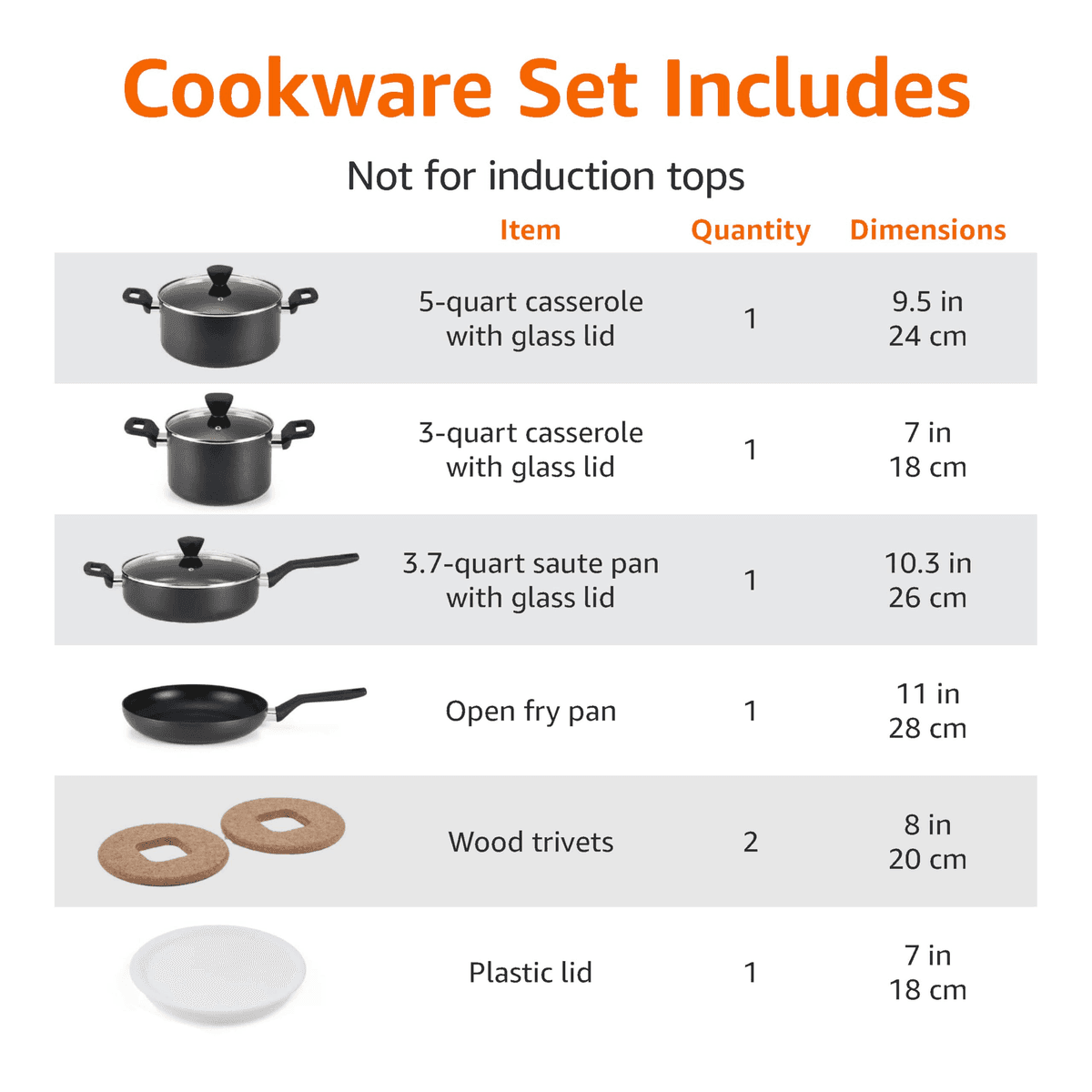 Amazon Basics 10-Piece Stackable Nonstick Cookware Set image 4