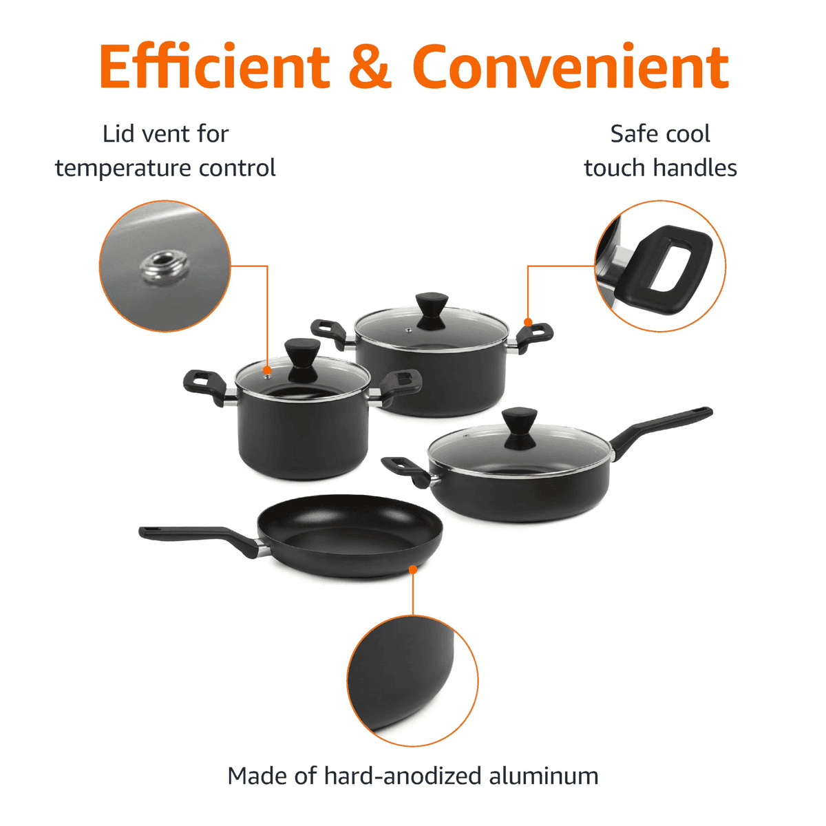 Amazon Basics 10-Piece Stackable Nonstick Cookware Set image 2
