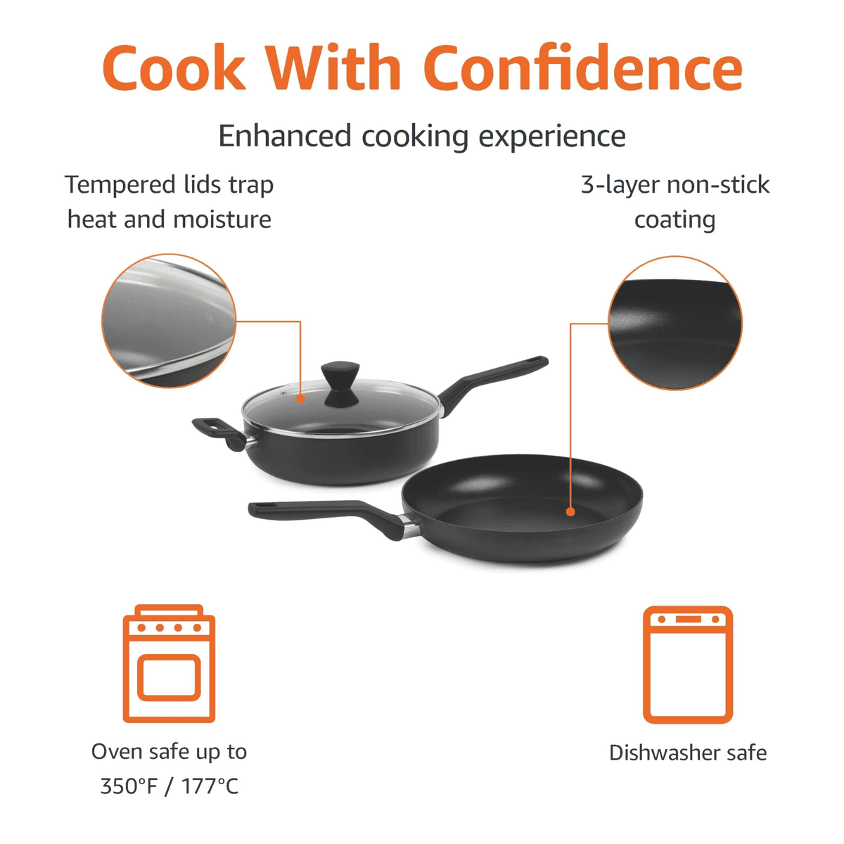 Amazon Basics 10-Piece Stackable Nonstick Cookware Set image 3