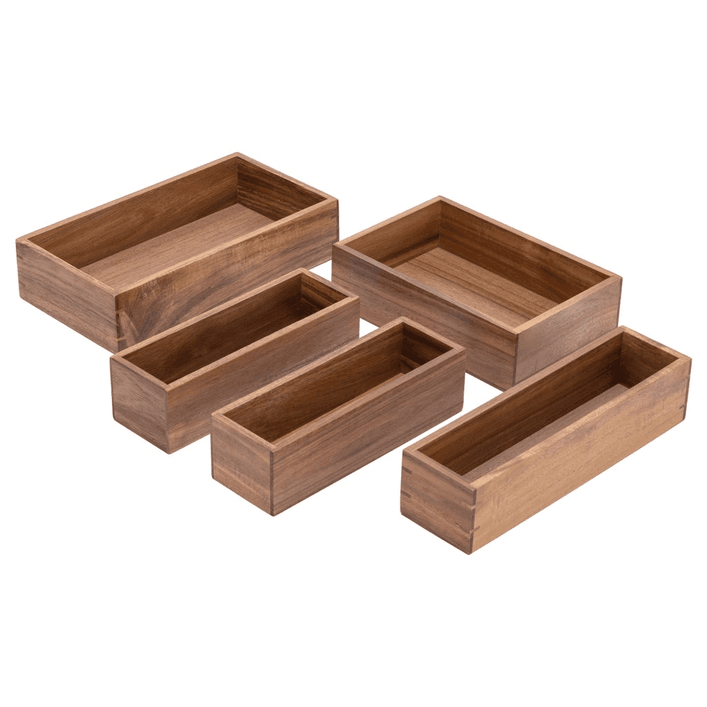 Seville Classics 9-Piece Acacia Organizer Starter Set image 4