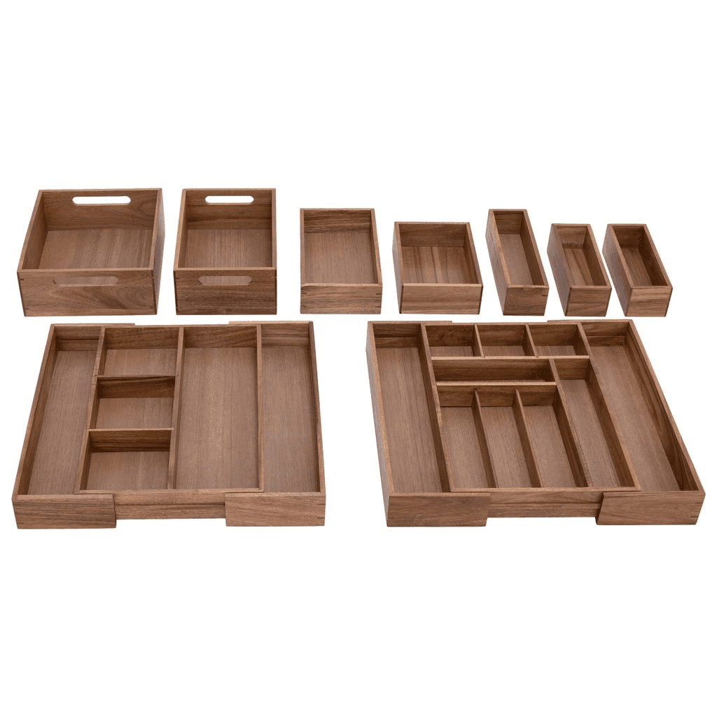 Seville Classics 9-Piece Acacia Organizer Starter Set image 3
