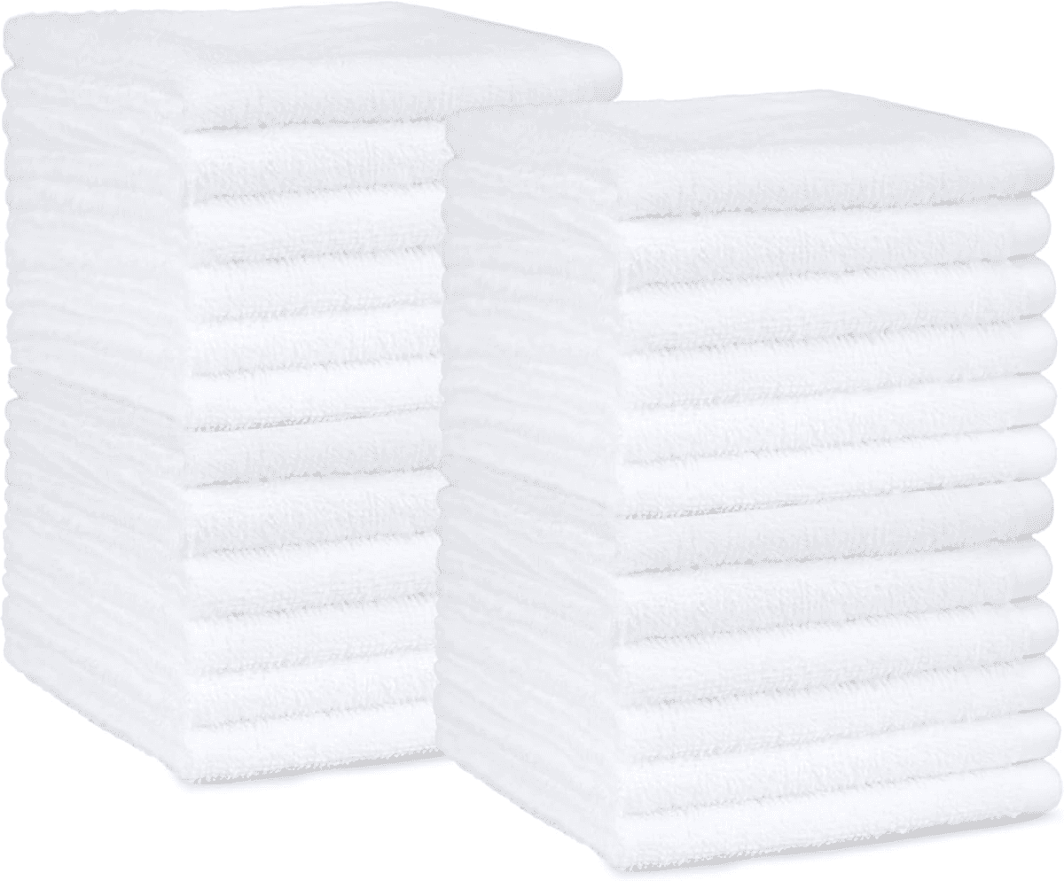 Amazon Basics 24-Pack Cotton Washcloths (White)