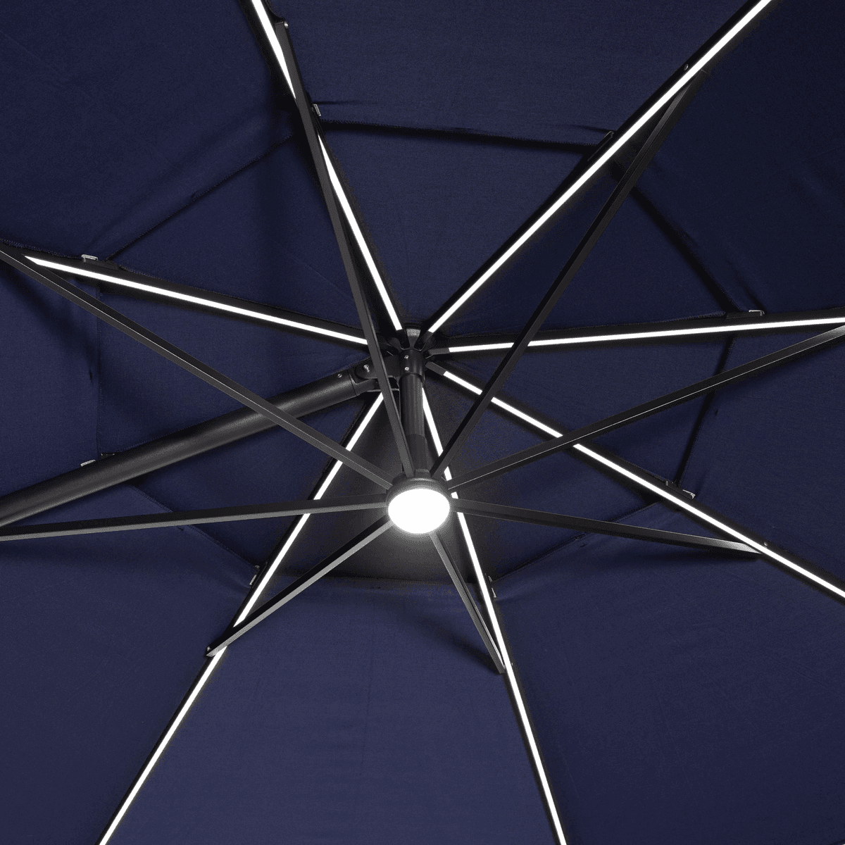 allen + roth 11-ft Aluminum Navy Slide-tilt Cantilever Patio Umbrella with Lights with Base image 5