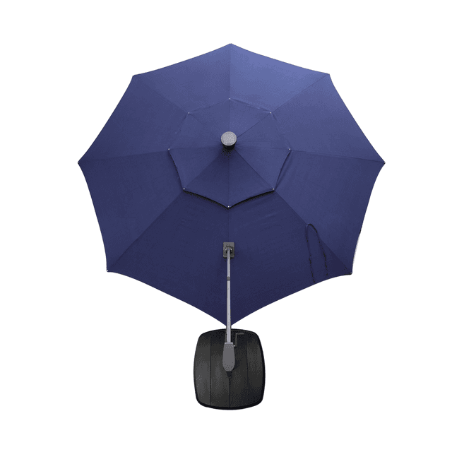 allen + roth 11-ft Aluminum Navy Slide-tilt Cantilever Patio Umbrella with Lights with Base image 4
