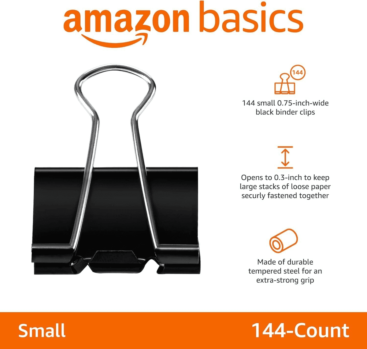 Amazon Basics Small Binder Clips, 144 Count image 4