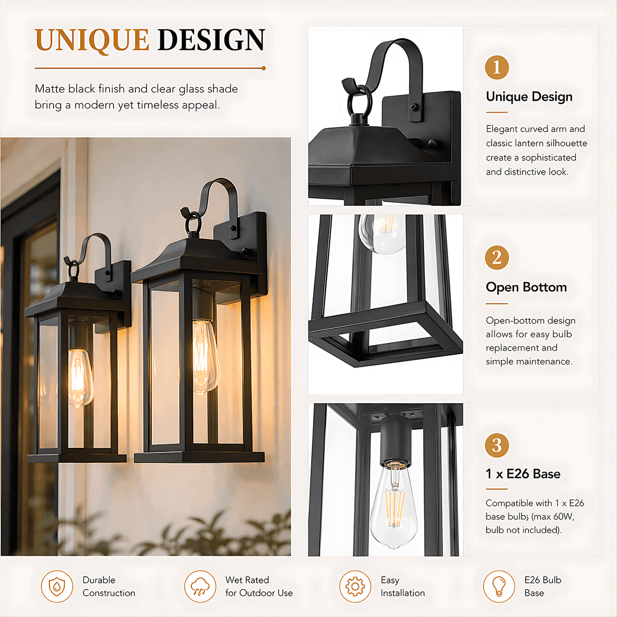 C Cattleya 16.75-Inch Outdoor Wall Lights, 2-Pack image 4