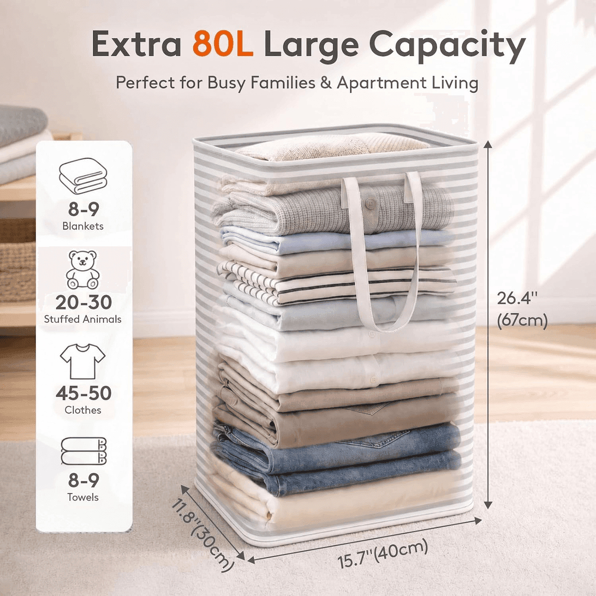 Lifewit 80L Collapsible Laundry Hampers, 2-Pack image 2