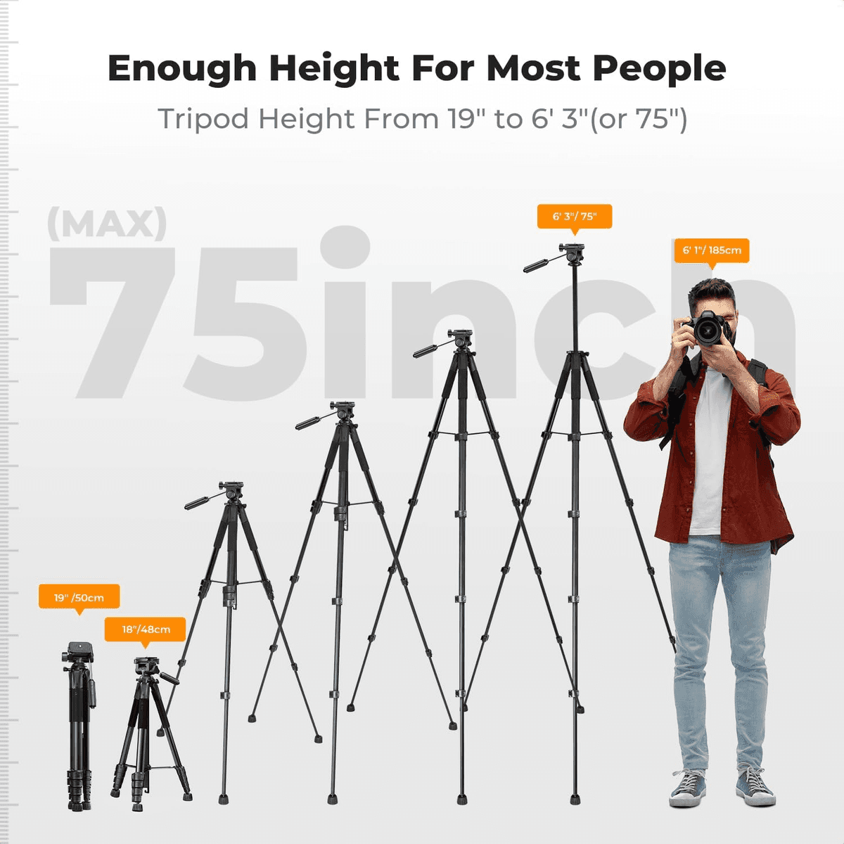 K&F Concept 75-Inch Aluminum Camera Tripod image 4