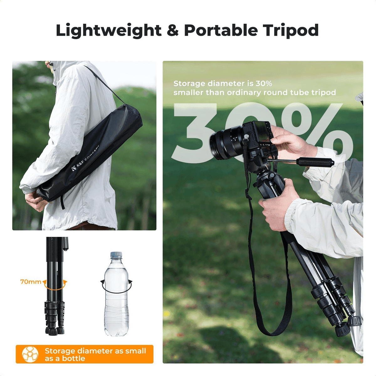 K&F Concept 75-Inch Aluminum Camera Tripod image 3