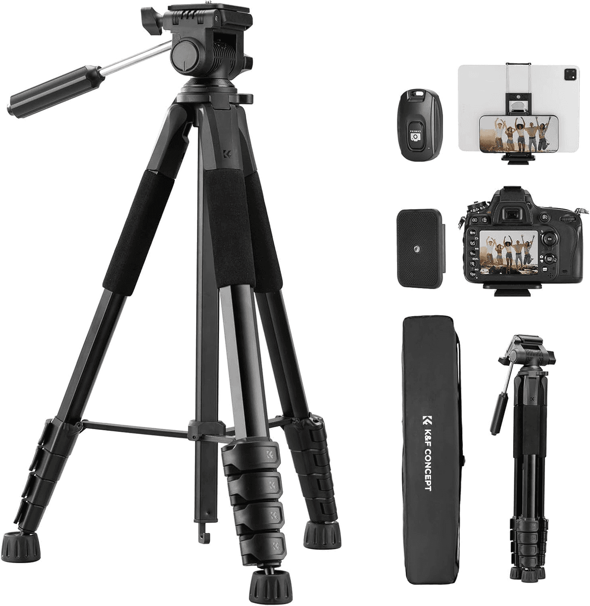 K&F Concept 75-Inch Aluminum Camera Tripod