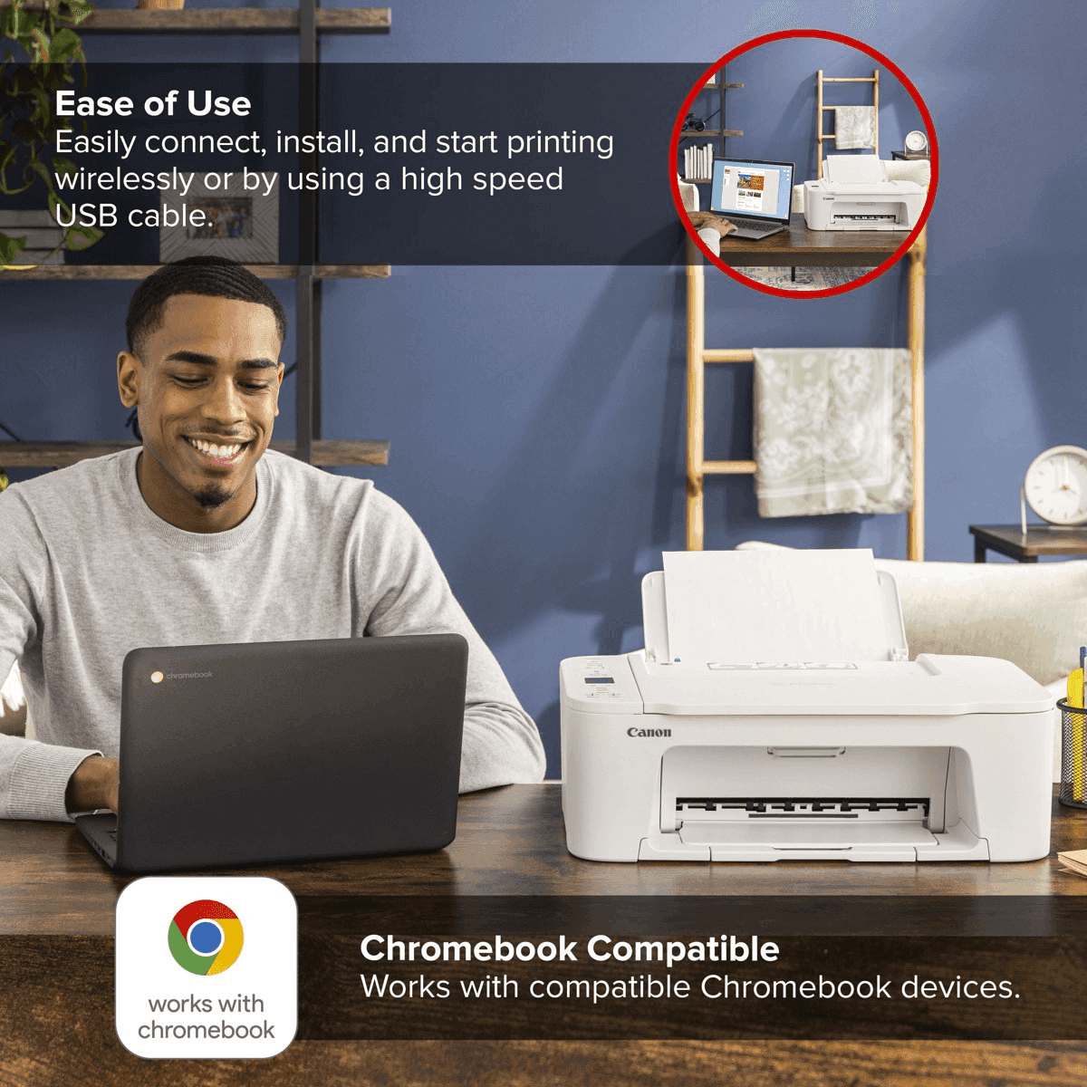 Canon PIXMA TS3722 Wireless All-In-One Inkjet Printer for Home Office image 3