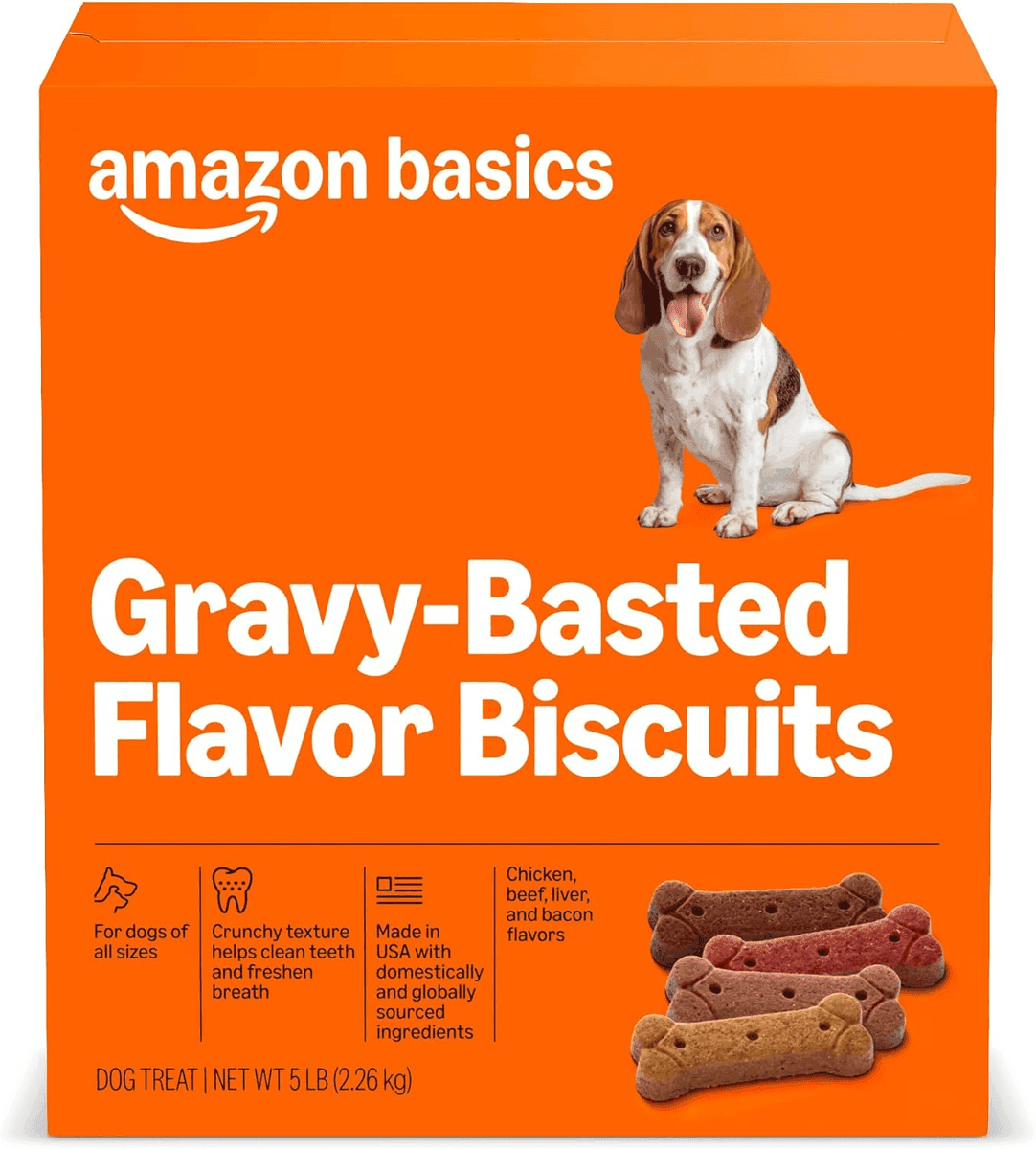Amazon Basics Gravy-Basted Crunchy Dog Biscuits, 5 lb