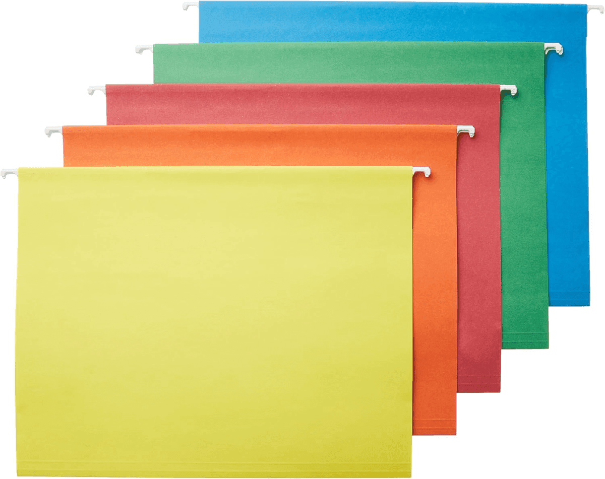 Amazon Basics Letter-Size Hanging File Folders, Assorted Colors (25-Pack)