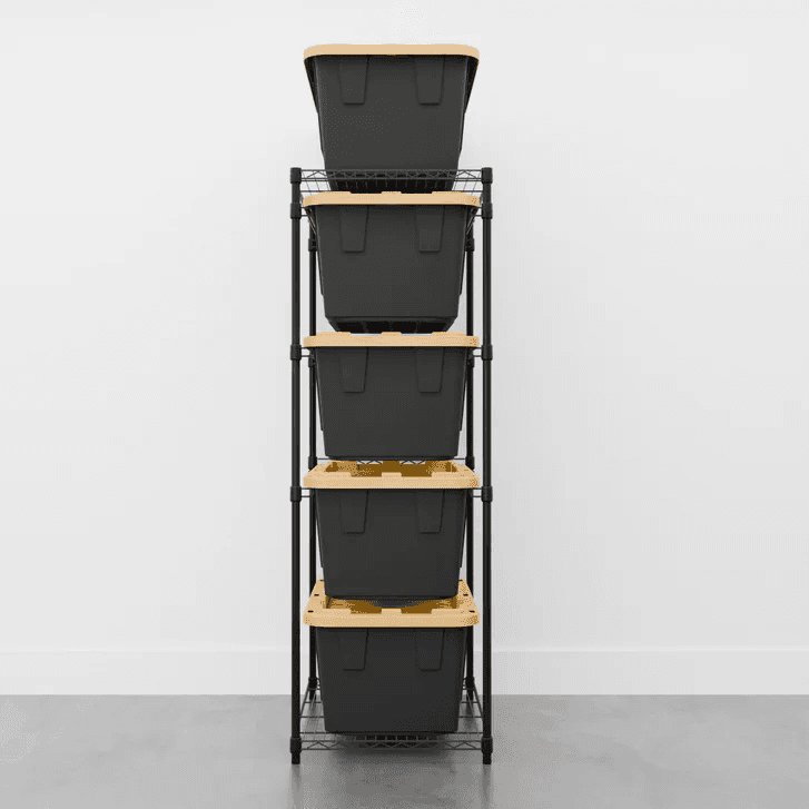 SafeRacks Storage Bin Rack, 5 Tote Capacity, NSF Certified - Black image 2