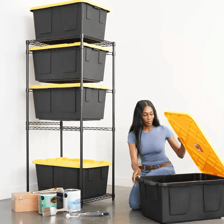 SafeRacks Storage Bin Rack, 5 Tote Capacity, NSF Certified - Black