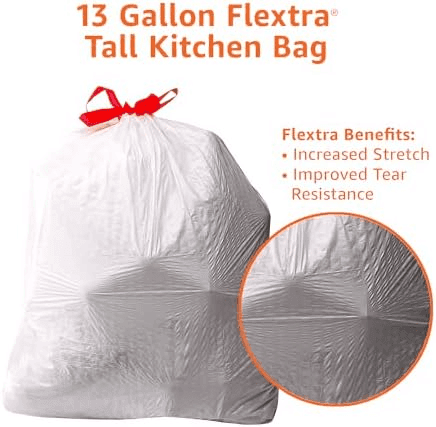 Amazon Basics Flextra 13-Gallon Tall Kitchen Drawstring Bags (50 Count) image 4