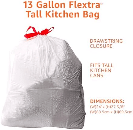 Amazon Basics Flextra 13-Gallon Tall Kitchen Drawstring Bags (50 Count) image 3