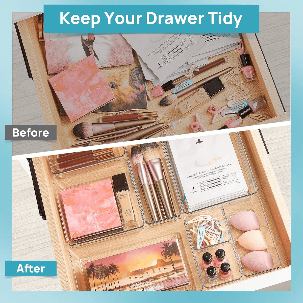 Vtopmart Clear Drawer Organizer Trays, 25-Piece Set image 2