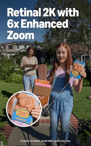 Ring Battery Doorbell with Retinal 2K Video, Speckled Gray image 3