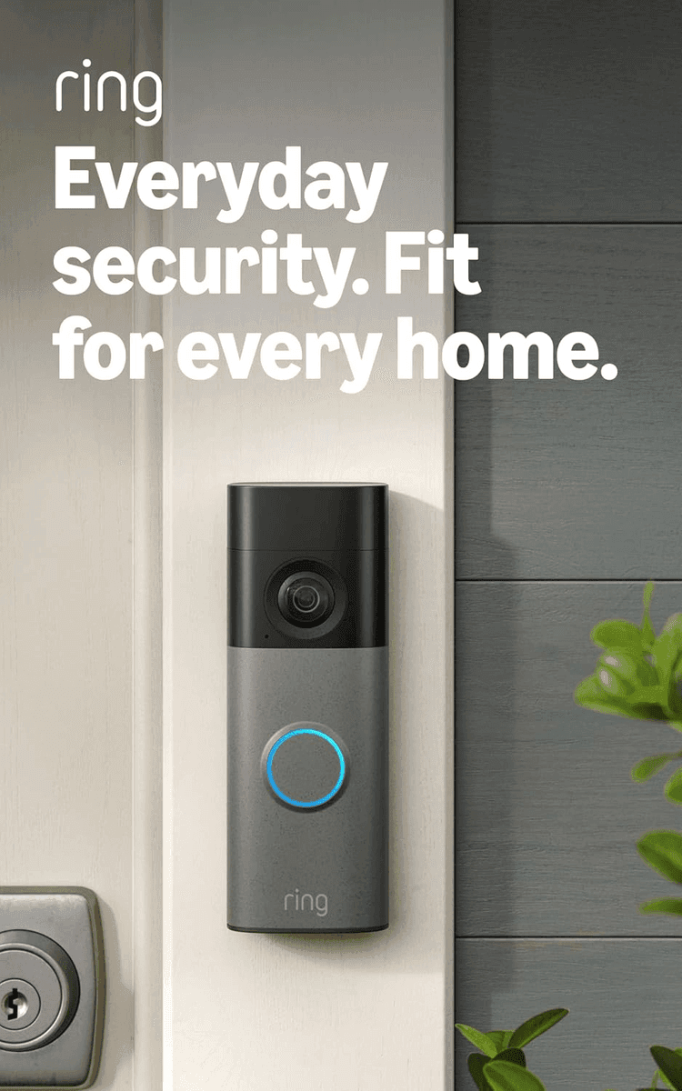 Ring Battery Doorbell with Retinal 2K Video, Speckled Gray