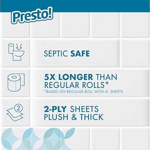 Presto! Ultra-Soft 2-Ply Toilet Paper, 24 Family Mega Rolls image 3