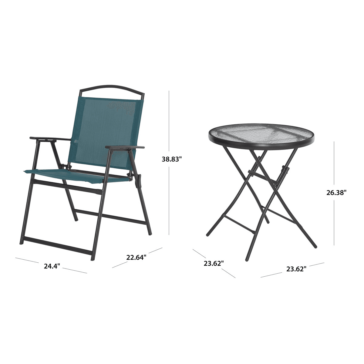 Mainstays Albany Lane 3-Piece Outdoor Bistro Set - Teal image 3