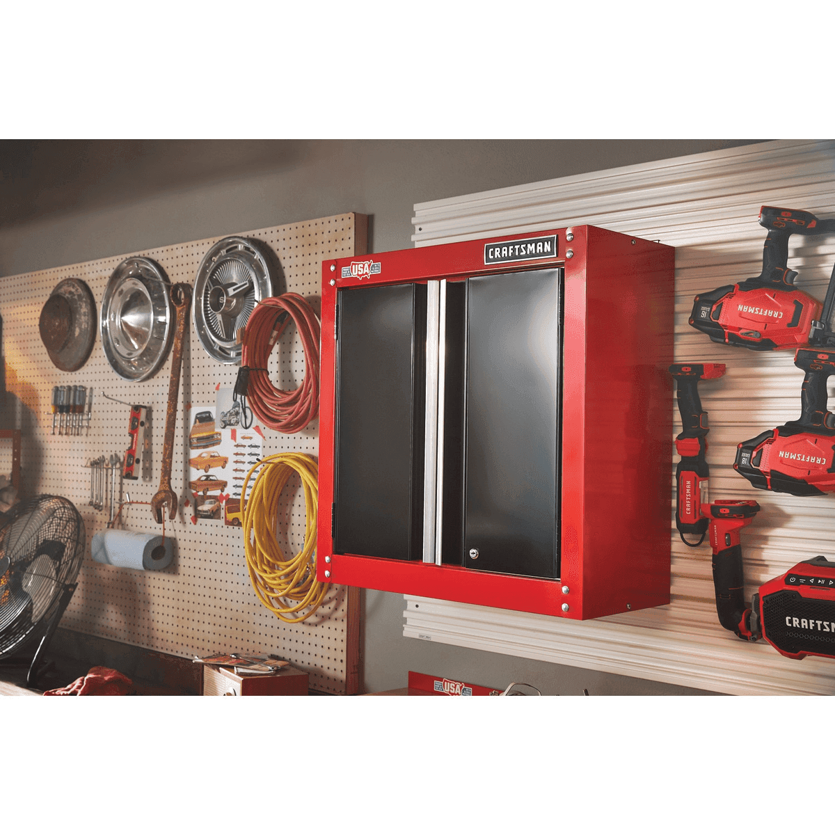 CRAFTSMAN 28-Inch Wall-Mounted Steel Garage Cabinet - Red and Black image 2