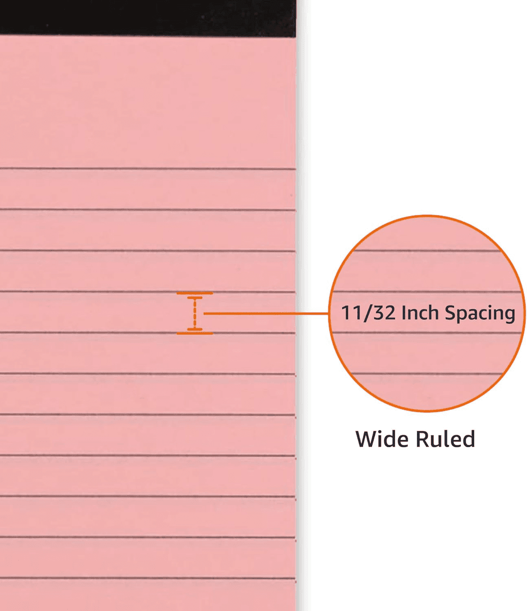 Amazon Basics Wide-Ruled Pastel Writing Pads - 6 Pack, 300 Sheets image 3