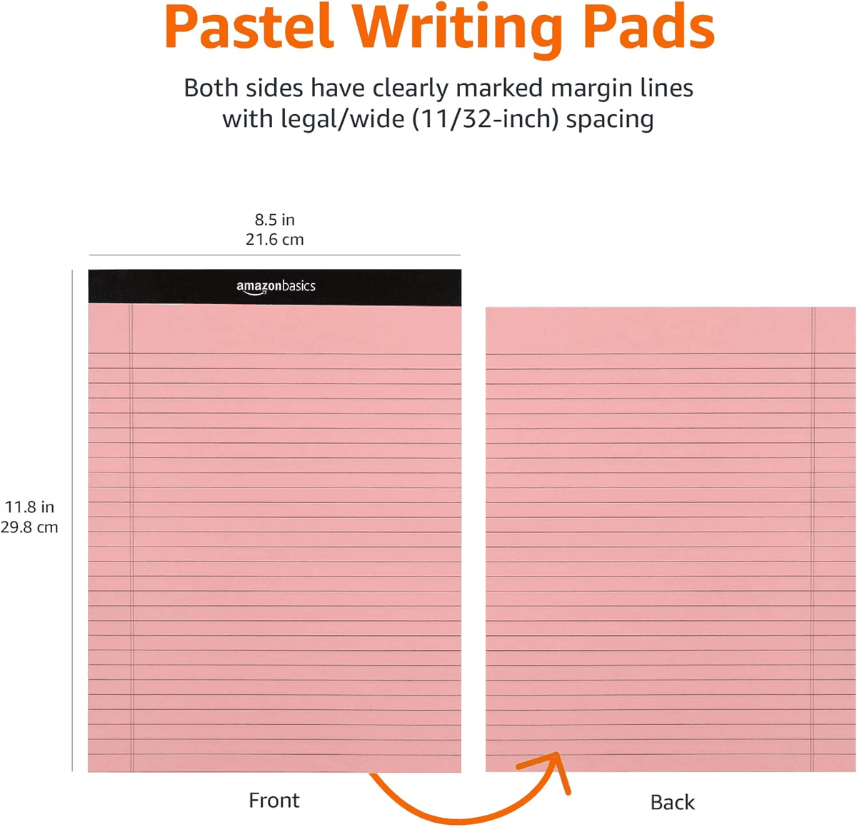 Amazon Basics Wide-Ruled Pastel Writing Pads - 6 Pack, 300 Sheets image 5