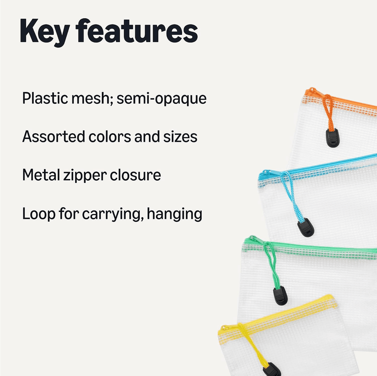 Amazon Basics Mesh Zipper Pouch Bags, 8 Sizes, 30-Pack image 2