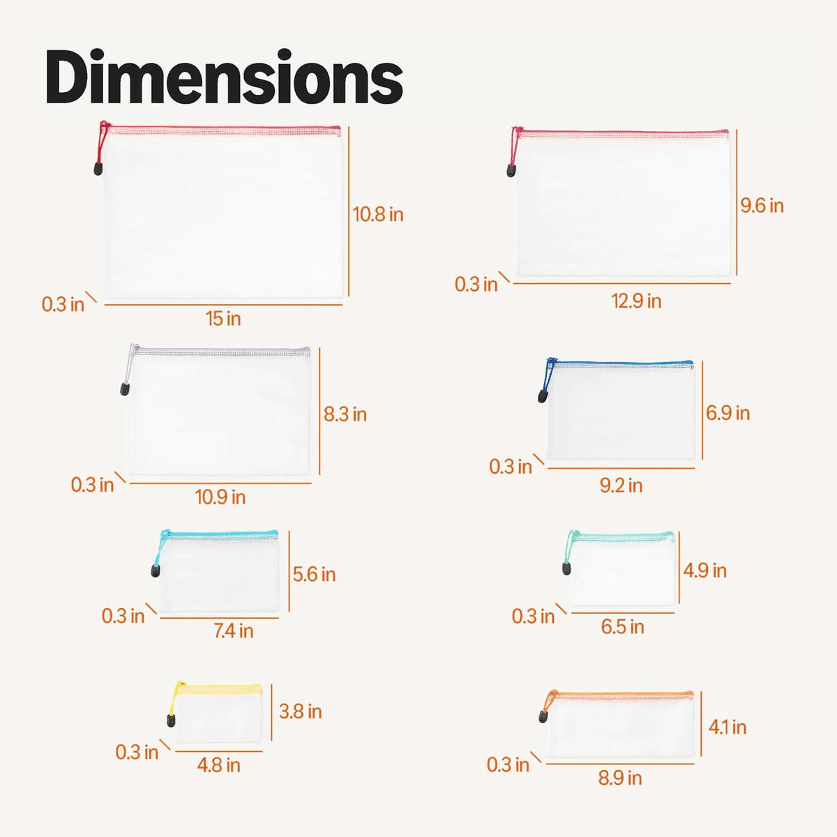Amazon Basics Mesh Zipper Pouch Bags, 8 Sizes, 30-Pack image 5