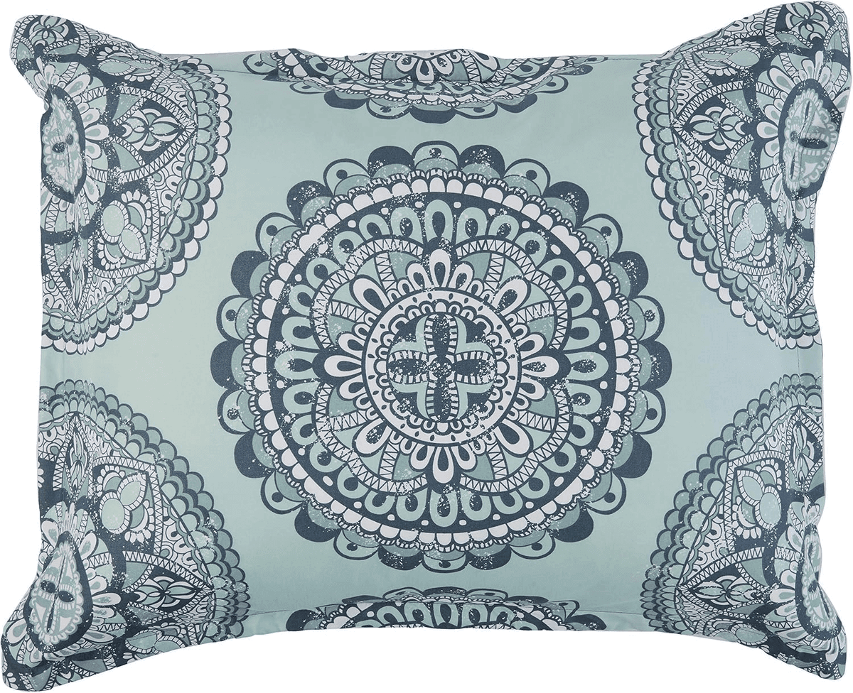 Amazon Basics 10-Piece Bed-in-a-Bag Comforter Set - Full/Queen, Sea Foam Medallion image 3