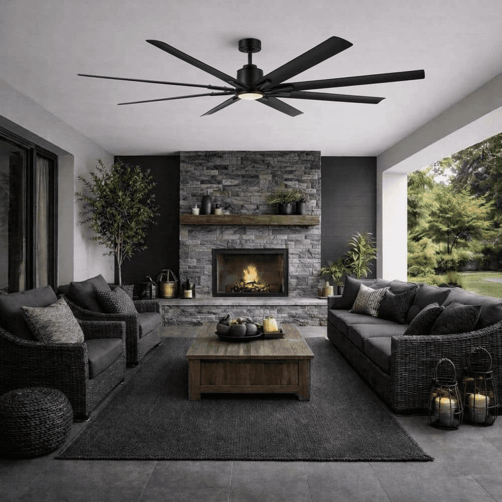 Kensgrove II 84-Inch Smart Indoor/Outdoor Ceiling Fan, Matte Black