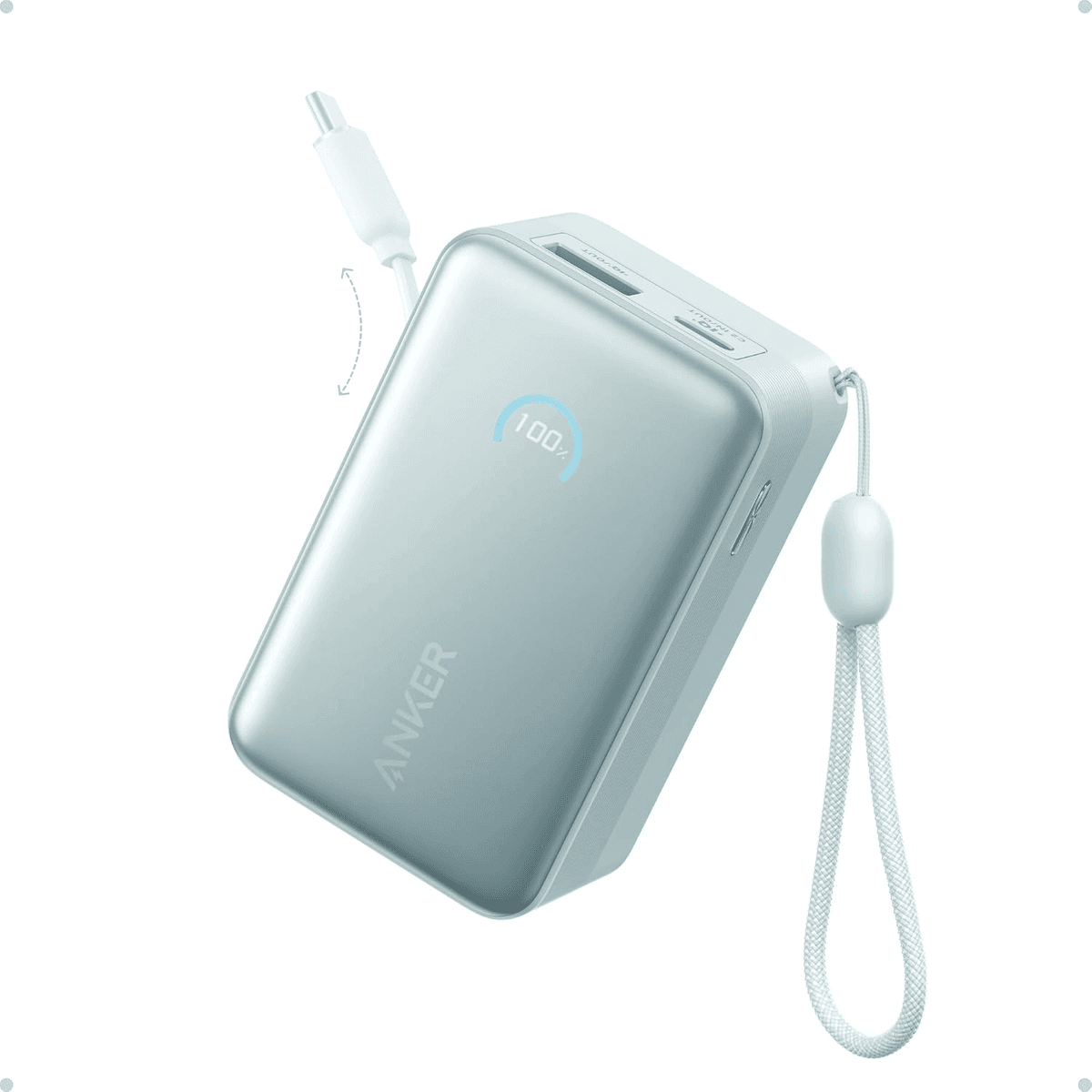 Anker Nano 10,000mAh 45W Power Bank with Retractable USB-C Cable - Green