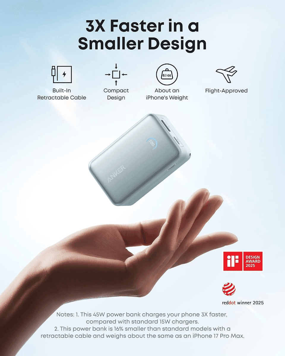 Anker Nano 10,000mAh 45W Power Bank with Retractable USB-C Cable - Green image 4