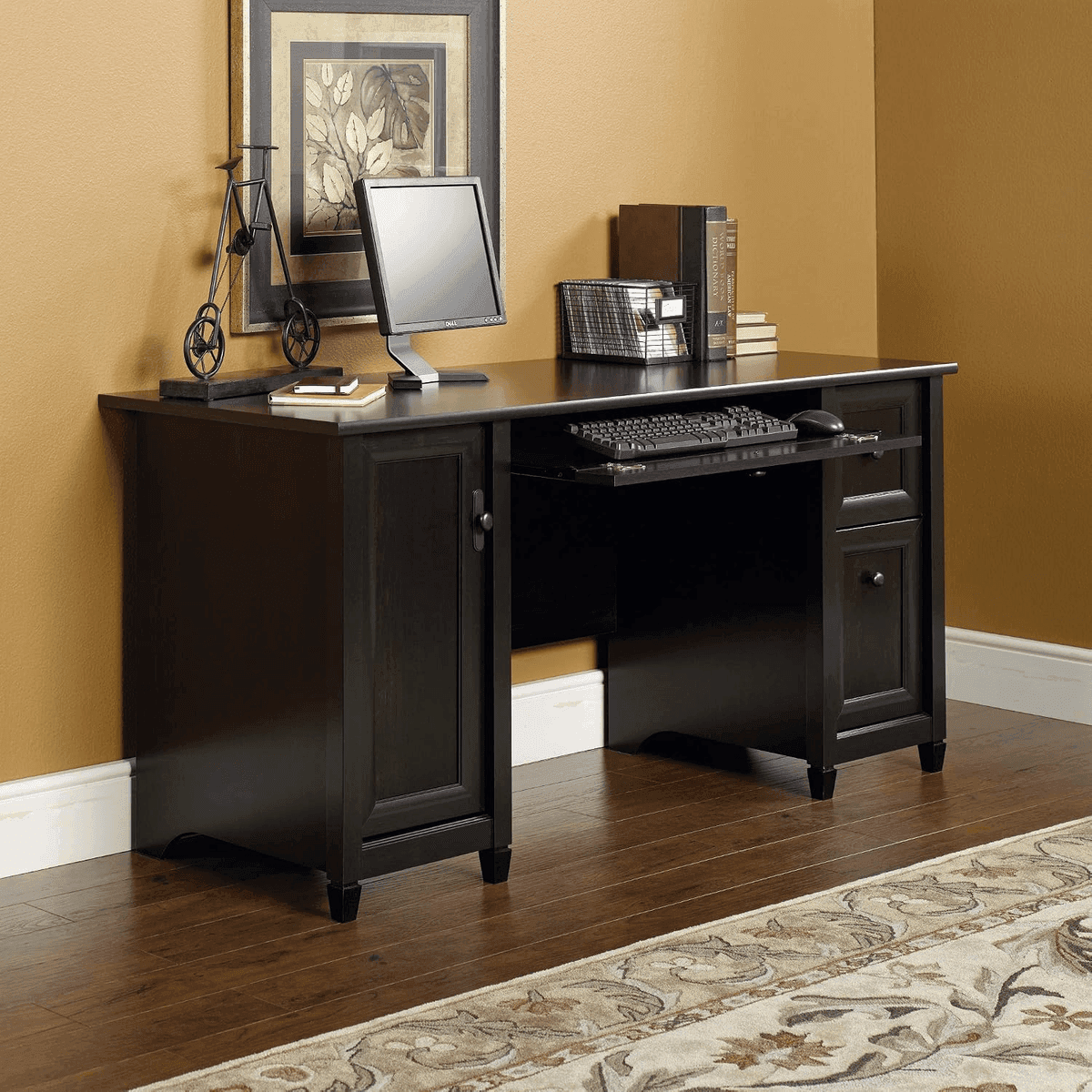 Sauder Edge Water Computer Desk with Storage Drawers - Estate Black image 4
