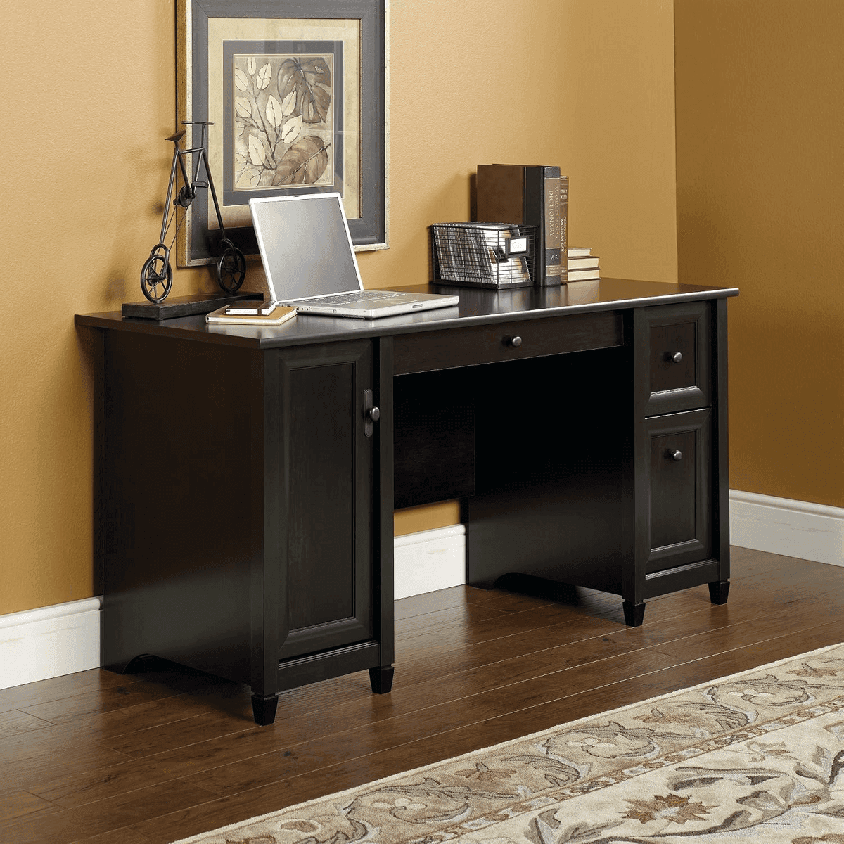 Sauder Edge Water Computer Desk with Storage Drawers - Estate Black image 2