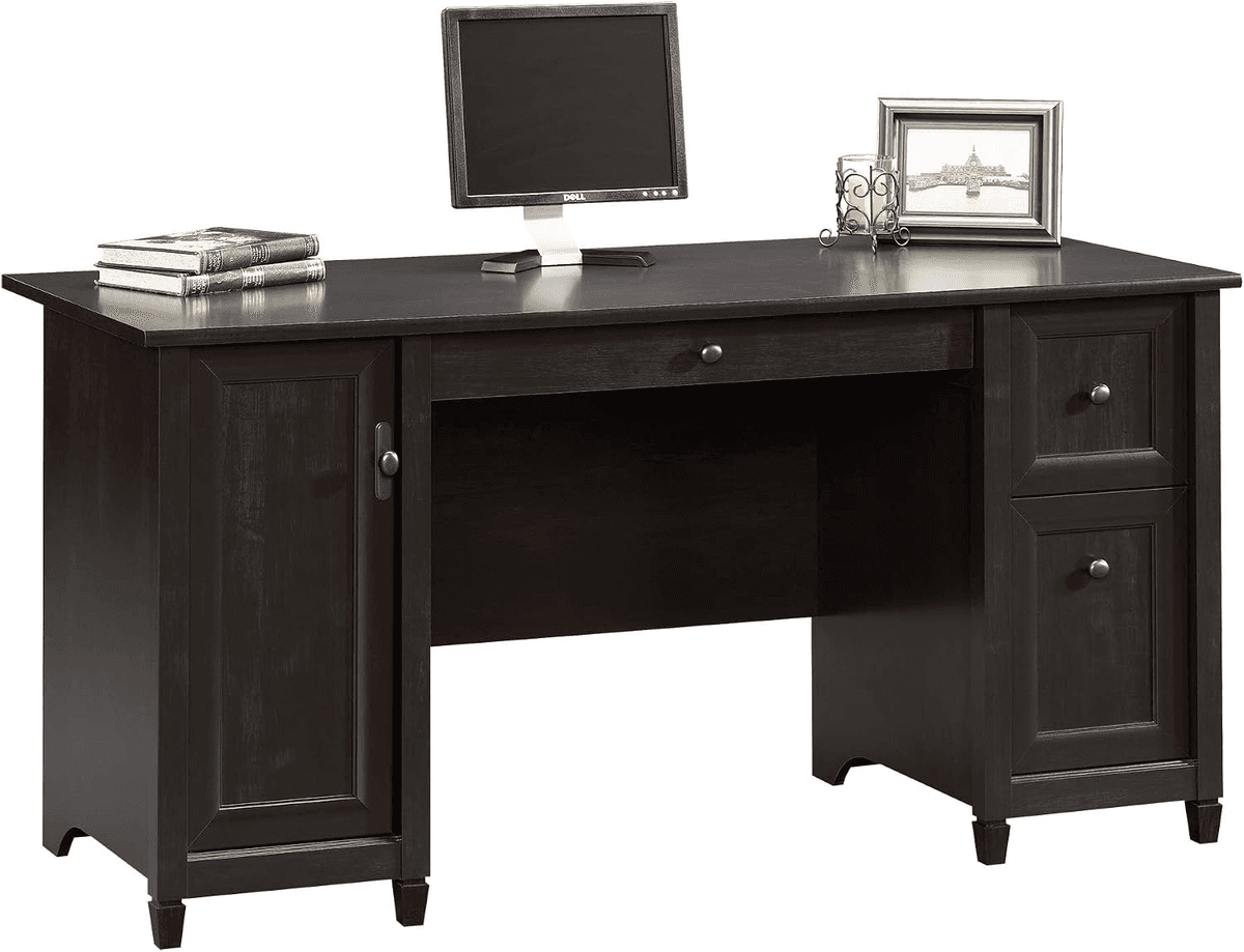 Sauder Edge Water Computer Desk with Storage Drawers - Estate Black