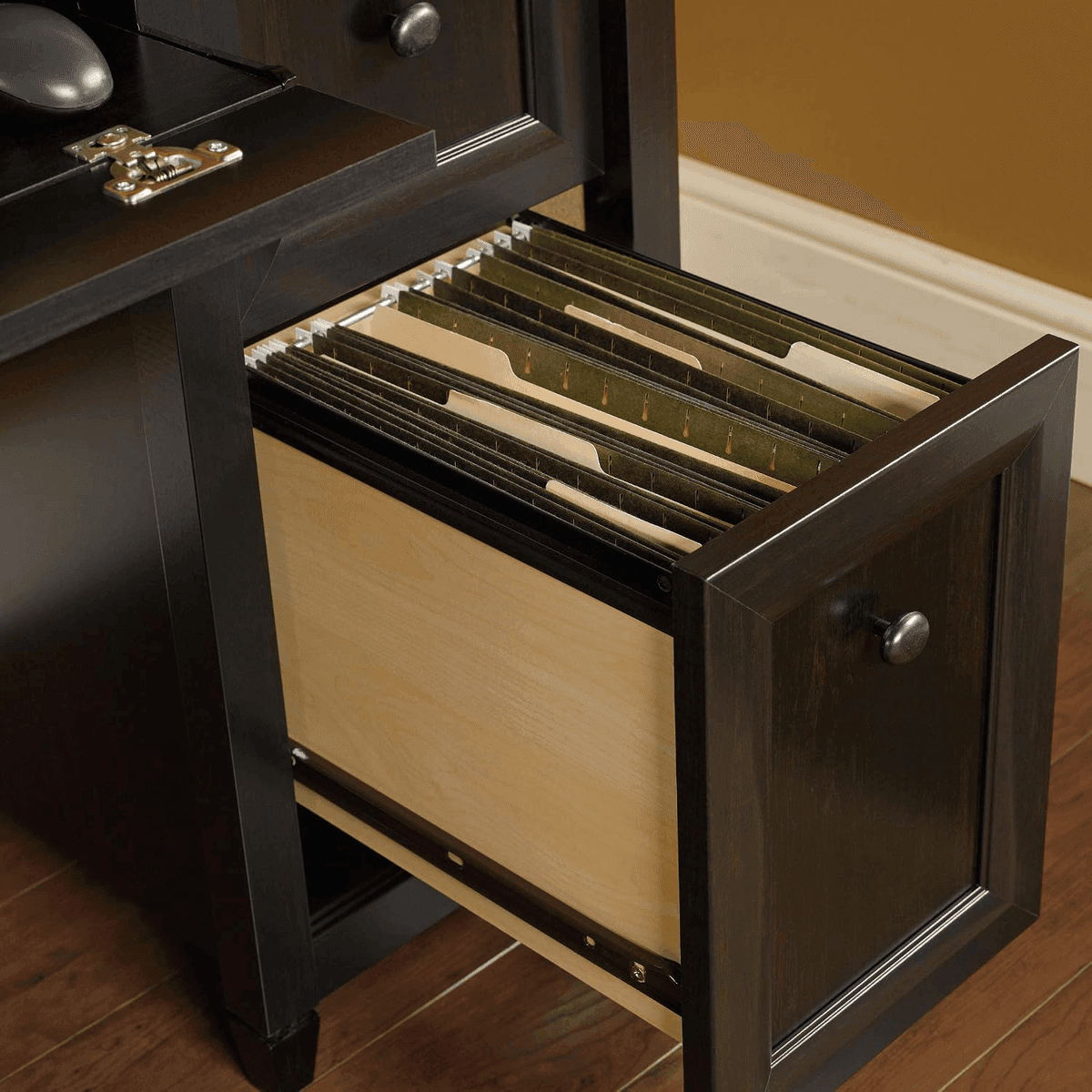 Sauder Edge Water Computer Desk with Storage Drawers - Estate Black image 5