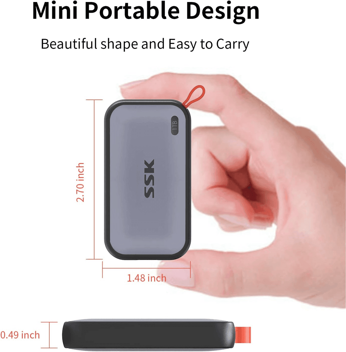 SSK 1TB USB 3.2 Gen 2 Portable SSD - Gray image 5