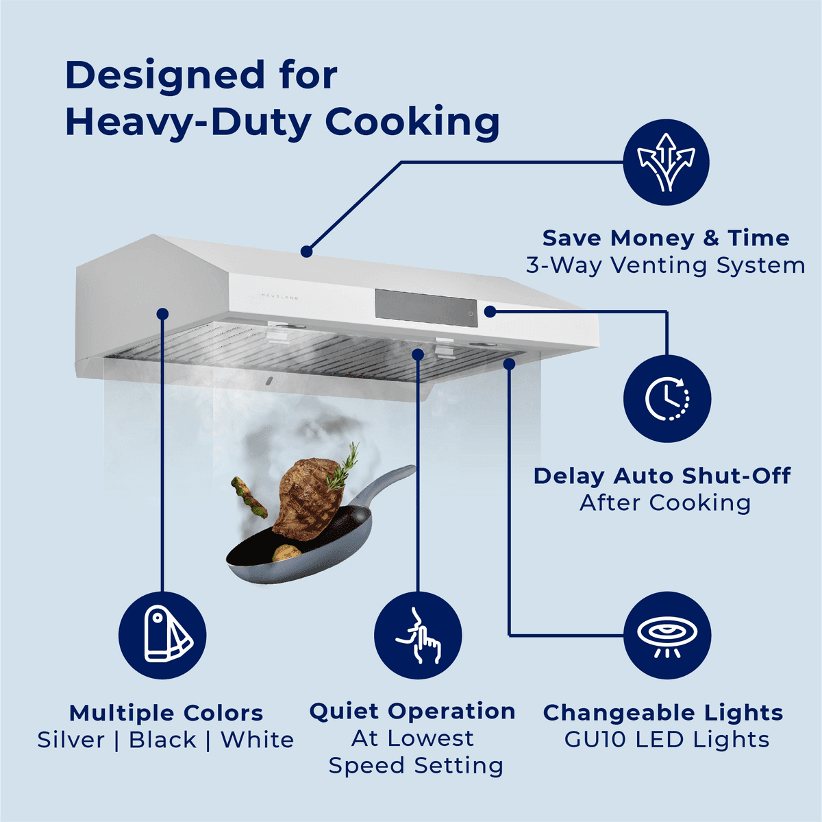 Hauslane Chef 30-Inch 500-CFM Under-Cabinet Range Hood - Stainless Steel image 3