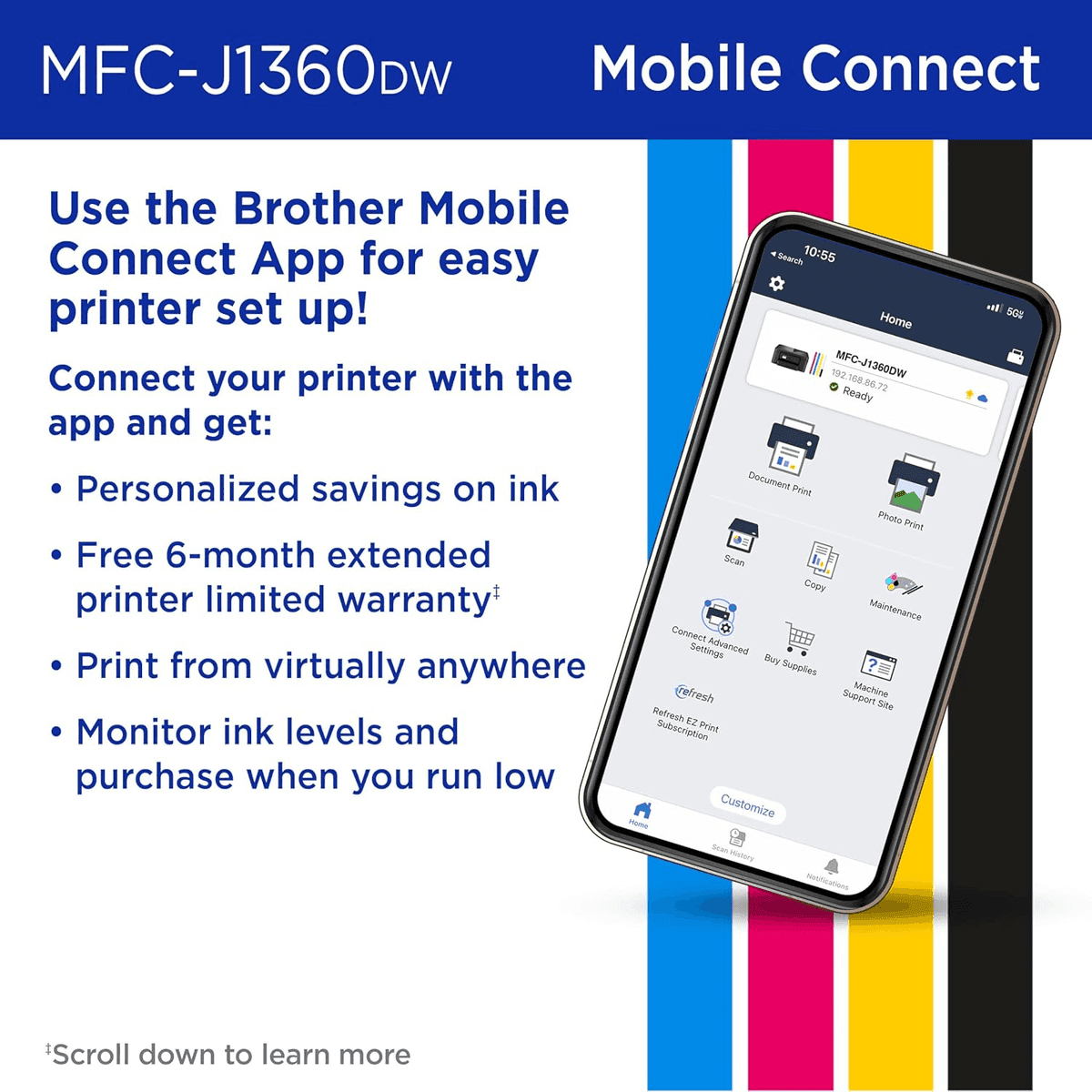 Brother Work Smart 1360 Wireless Color Inkjet All-in-One Printer image 5