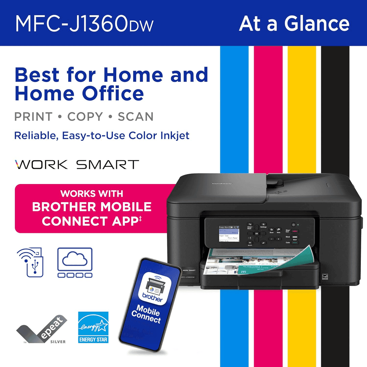 Brother Work Smart 1360 Wireless Color Inkjet All-in-One Printer image 3