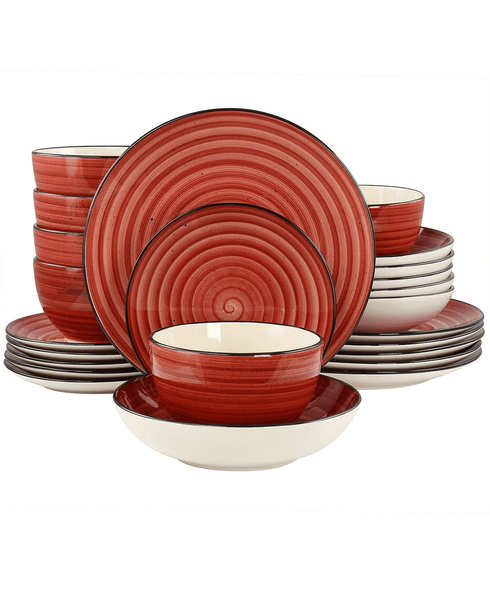 Elama Gia 24-Piece Dinnerware Set for 6 - Red